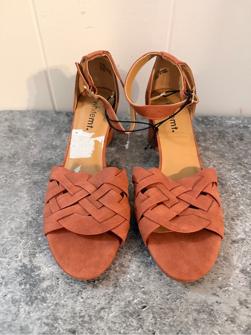 White Mountain Terracotta Braided Ankle-Strap Heels